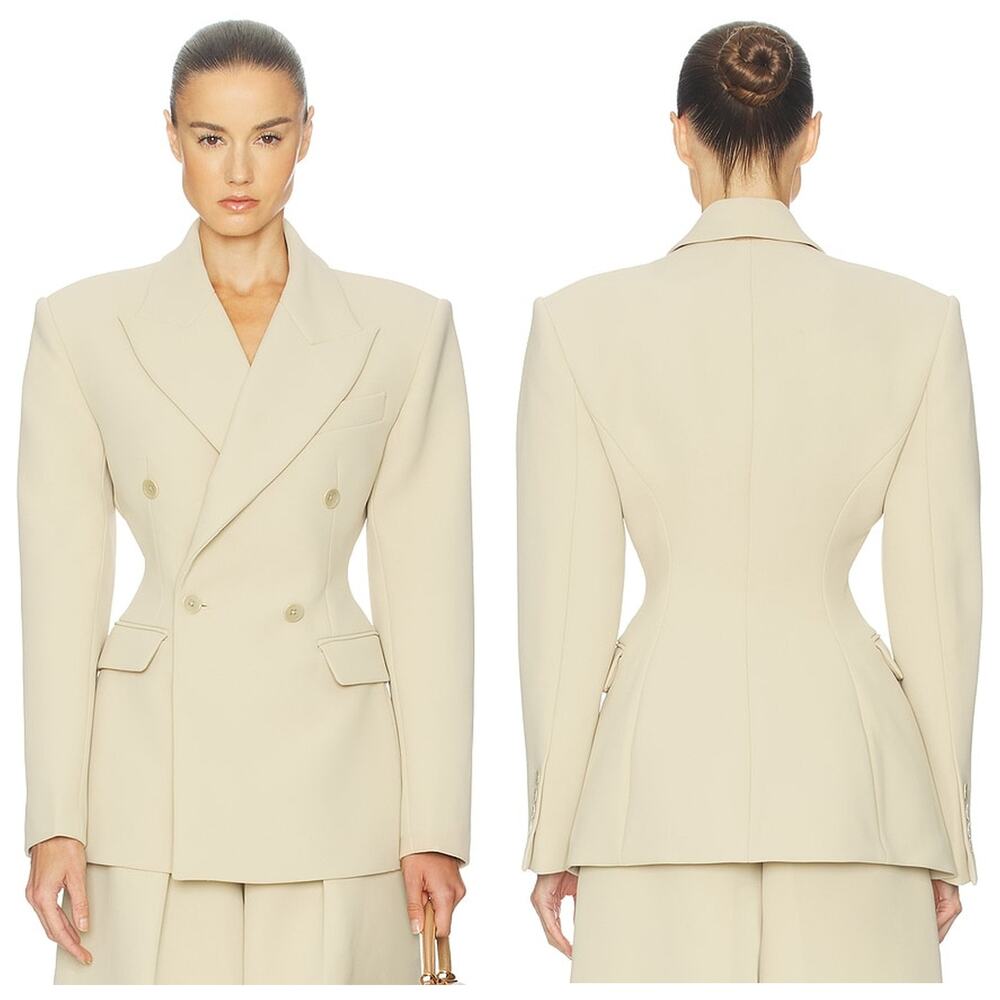 Helsa S Curve Jacket Double Breasted Blazer Structured Office Workwear Fall S
